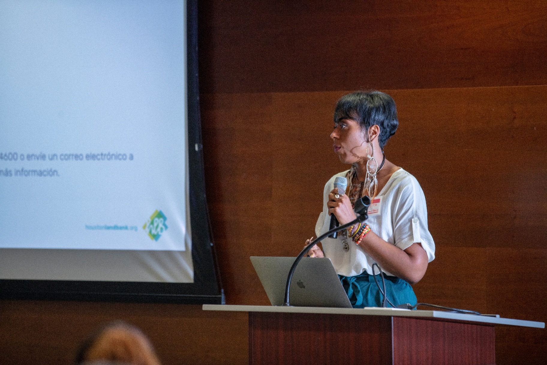 Christa presenting at a Houston Land Bank community meeting